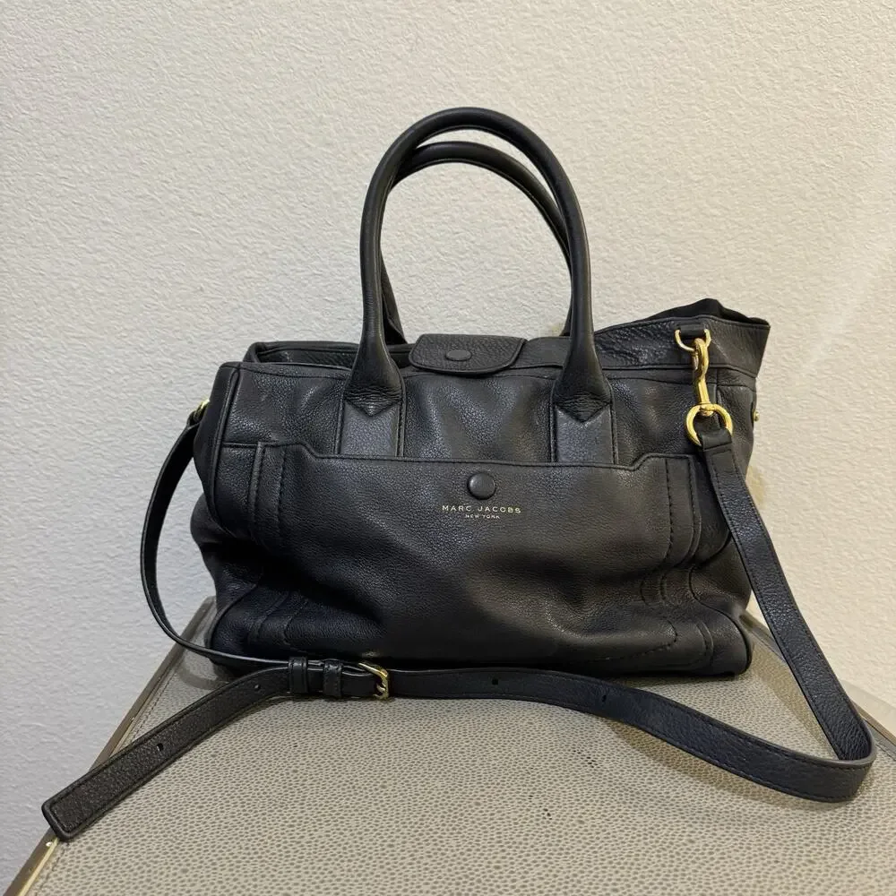 Marc Jacobs Empire City Satchel Bag Calfskin Pebble Leather Large Crossbody